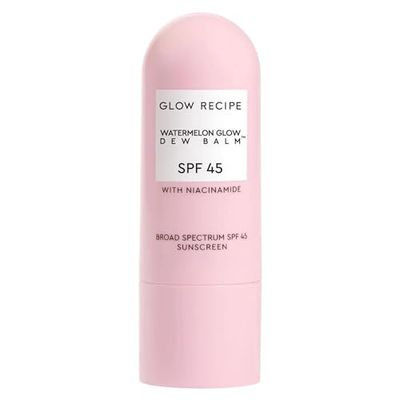 Glow Recipe Face Sunscreen Stick SPF 45 - Travel Size Roll On Korean Sunscreen with Hydrating Hyaluronic Acid &amp; Niacinamide for a Dewy Glow - No White Cast (.58oz)