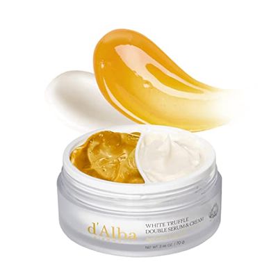 d&#39;alba Piedmont Italian White Truffle Double Serum &amp; Cream, Vegan Skincare, 2-in-1 Face Moisturizer, Vegan Collagen, Skin Firming and Tightening, Non Comedogenic, Suitable for All Skin Types (2.46 oz)