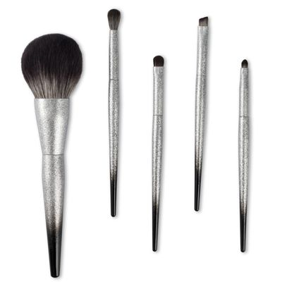 5 Pcs Professional Makeup Brushes Set W/Travel Leather Case, Crystal Surface Personalized Multifunction Face Makeup &amp; Foundation Brushes for Powder, Highlighter, Eye Shadow, Eyebrow and Concealer
