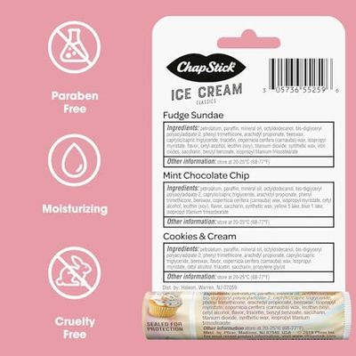 ChapStick Lip Care Bundle - Ice Cream Classics + Cake Batter Lip Balm, 0.15 Oz Ea (5 Piece Set)