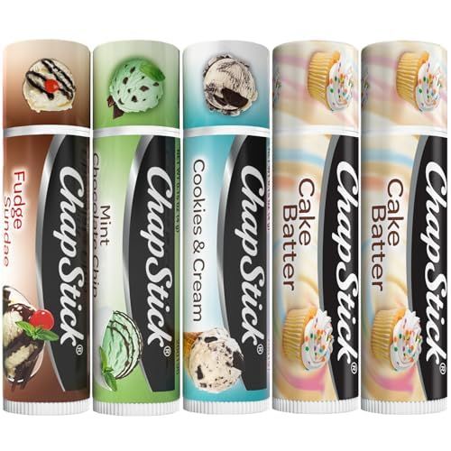 ChapStick Lip Care Bundle - Ice Cream Classics + Cake Batter Lip Balm, 0.15 Oz Ea (5 Piece Set)