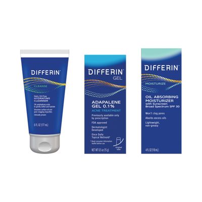 Differin Skincare Kit with Acne Treatments for Face, 3-Step Regimen with Daily Oil-Free Hydrating Face Wash, Differin Adapalene Gel Retinoid, &amp; Face Moisturizer with SPF, Acne Kit For Acne-Prone Skin