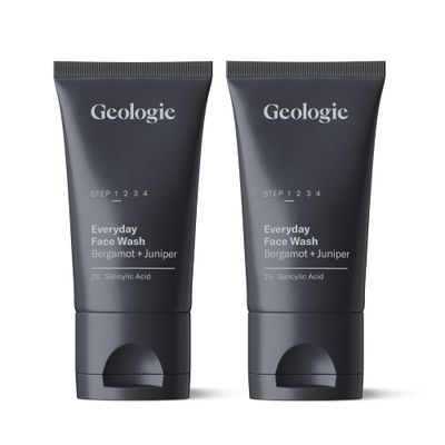 Geologie 2% Salicylic Acid Face Wash Bergamot + Juniper Scent | Facial Cleanser for Men &amp; Women | Acne &amp; Oil Control | Deep Cleansing &amp; BHA Exfoliating Face Wash | 2-Pack