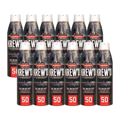 Ergodyne KREW&#39;D 6353 Sunscreen Spray, Broad Spectrum SPF 50, Water Resistant, 5.5 oz, 12-Pack