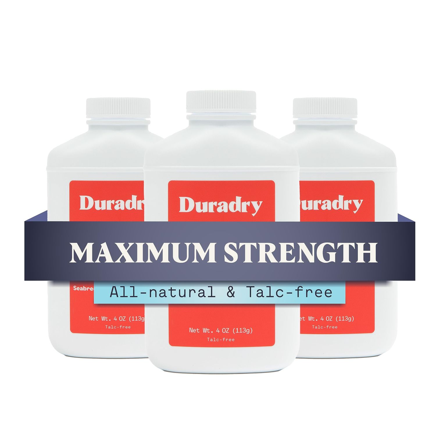 Duradry Body Powder for Men &amp; Women - Talc-Free, Helps Control Sweating and Odor, Reduces Chafing, Natural Powder for Skin, Lightly Scented, Made with Non-GMO Cornstarch - 4 oz, Pack of 3