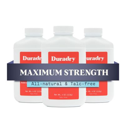 Duradry Body Powder for Men &amp; Women - Talc-Free, Helps Control Sweating and Odor, Reduces Chafing, Natural Powder for Skin, Lightly Scented, Made with Non-GMO Cornstarch - 4 oz, Pack of 3