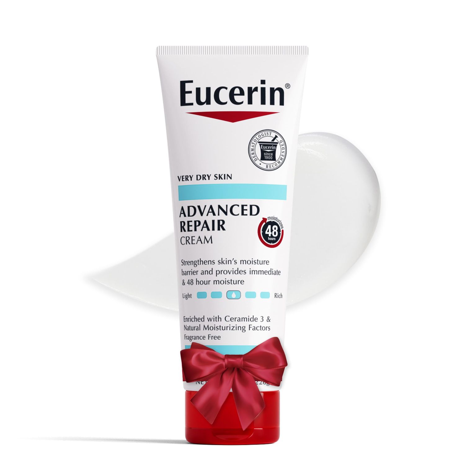 Eucerin Advanced Repair Body Cream for Very Dry Skin, Fragrance Free Daily Body Moisturizer, 8 Oz Tube