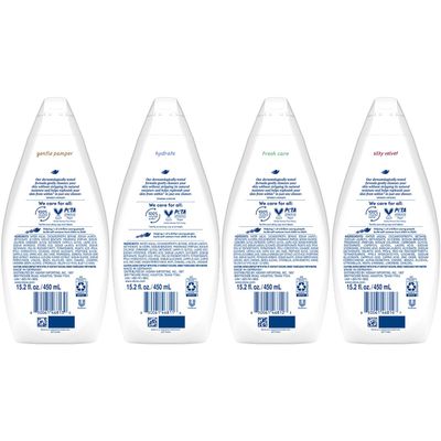 Dove Body Wash Variety 6-Pack - Hydrate, Gentle Pamper, Fresh Care, and Silky Velvet, 15.22 Oz Ea