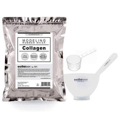 estheSKIN Peel Off Type Modeling Mask Powder for Facial, Skin Care, Professional Size, 35oz (2.2Pound) 1kg, 1 pack with 3pcs Mixing Bowl Set (101.Collagen)