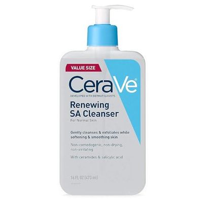 CeraVe Renewing Salicylic Acid Cleanser, Formulated With Hyaluronic Acid, Niacinamide, &amp; Ceramides, Gentle BHA Exfoliating Face Wash Smooths &amp; Softens Skin, Non Comedogenic &amp; Fragrance Free, 16 Ounce