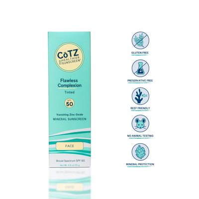 CTZ | Flawless Complexion | Lightly Tinted | Facial Mineral Sunscreen Broad Spectrum SPF 50; 2.5 oz / 70 g