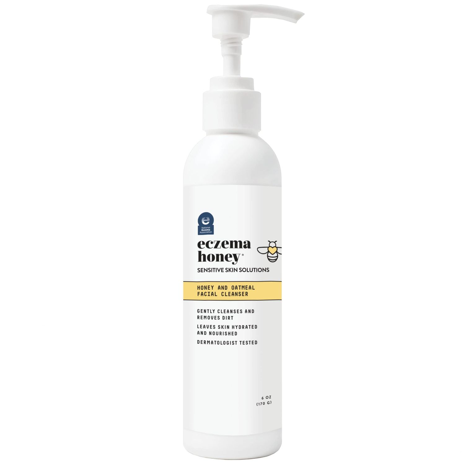 ECZEMA HONEY Oatmeal Facial Cleanser - Natural Eczema Face Wash Prevents Breakouts - Daily Gentle Face Cleanser for Dry, Itchy, Sensitive, &amp; Irritable Skin (6 Oz)