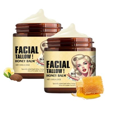 ADUTRY 2PCS Whipped Beef Tallow and Honey Balm,Tallow Face Moisturizer,Grass Fed Grass Finished Face Cream
