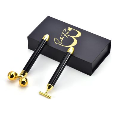 Bumfuzz Black &amp; Gold 3D Electric Facial Roller Massager Set, V Shape Roller &amp; T Shape Massager, 3D Facial Roller, Skin Care Tools, Personal Massager