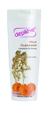 Depileve Milk Cleanser - Post Wax Emulsion, Removes Wax Residue, Moisturizes Skin After waxing, Enriched with Calendula and Oat extracts, 7 Ounce Bottle