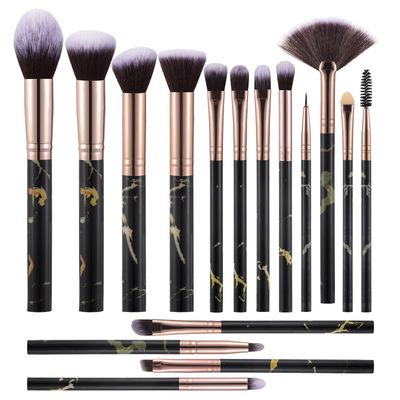 111 Makeup Brushes 16PCs Marble Makeup Brush Set With Case Premium Synthetic Foundation Powder Concealers Blending Eye Shadows Eyelash Eyebrow Face Make Up Brush Kit,Makeup Starters