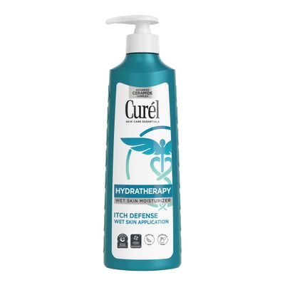 Curel Hydra Therapy, Itch Defense Moisturizer, Wet Skin Lotion, 12 Ounce, with Advanced Ceramide Complex, Vitamin E, &amp; Oatmeal Extract, Helps to Repair Moisture Barrier