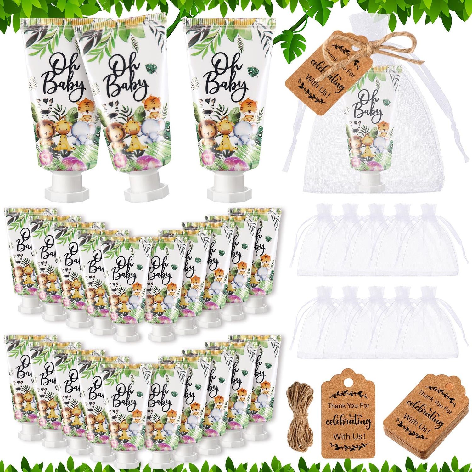 Dansib 48 Sets Baby Shower Hand Cream Baby Shower Party Favors for Guests Christmas Hand Cream Gift Bulk Travel Size Hand Lotion Hand Cream Set for Wedding Baby Shower Christmas(Animal)