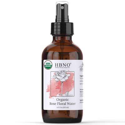 HBNO California Bottled Organic Rose Water for Face 4 fl oz (120ml) - USDA Certified Organic Rose Water Spray for Face - Pure Rose Water for Hair - Rosewater Face Mist, Rose Water Spray for Cleansing