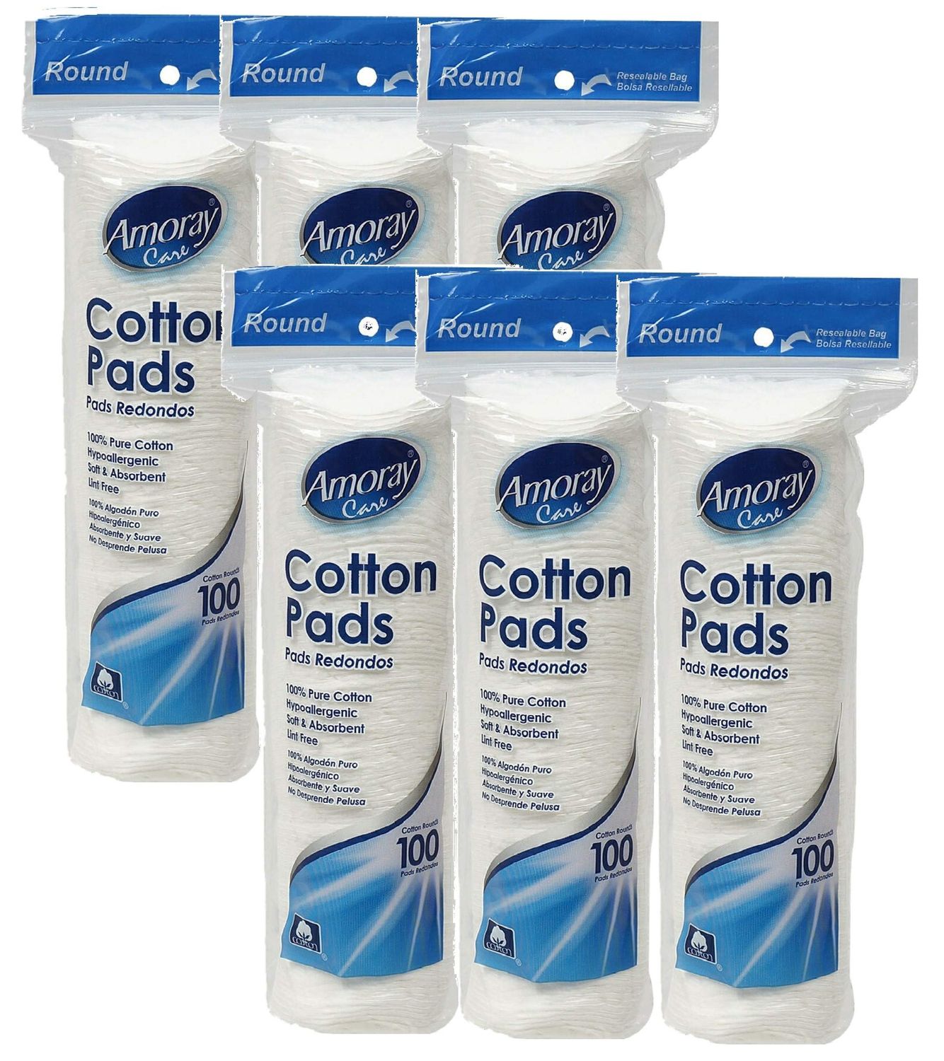 Amoray Care Cotton Pads (600 Count) | Make up Remover, Hypoallergenic, Lint Free | 100% Pure Cotton