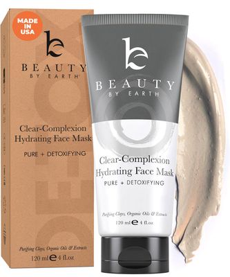 Beauty by Earth Clay Mask for Face - USA Made with Organic &amp; Natural Ingredients, Non Drying Face Mask, Pore Cleansing Mud Mask, Skin Care Facial Mask for Women &amp; Men, Minimizes Pores and Excess Oil