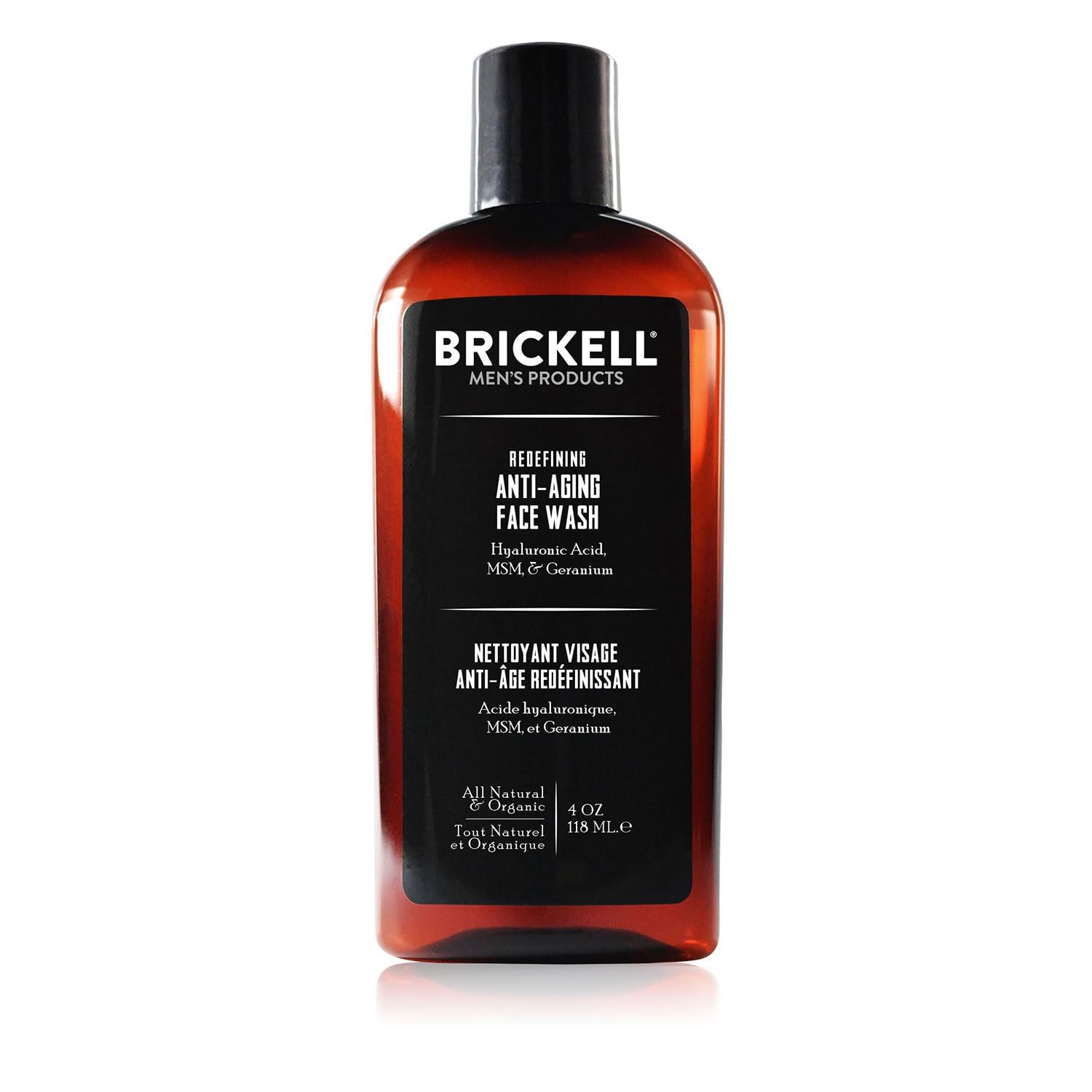 Brickell Men&#39;s Redefining Anti-Aging Face Wash For Men, Natural and Organic, Foaming Gel Face Wash Firms &amp; Plumps Skin to Reduce Signs of Aging (Scented, 4 oz)