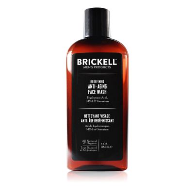 Brickell Men&#39;s Redefining Anti-Aging Face Wash For Men, Natural and Organic, Foaming Gel Face Wash Firms &amp; Plumps Skin to Reduce Signs of Aging (Scented, 4 oz)
