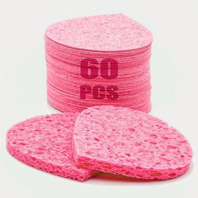 60-Count Compressed Facial Sponges | 100% Natural Cosmetic Spa Sponges for Facial Cleansing | Exfoliating Mask | Makeup Remover | Face Scrubber (Drop)