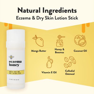 ECZEMA HONEY Gentle Face &amp; Body Lotion Stick - Moisturizing Colloidal Oatmeal Hand Cream for Extremely Dry Skin - Eczema Lotion Helps Psoriasis, Dermatitis &amp; More (2.2 Oz)