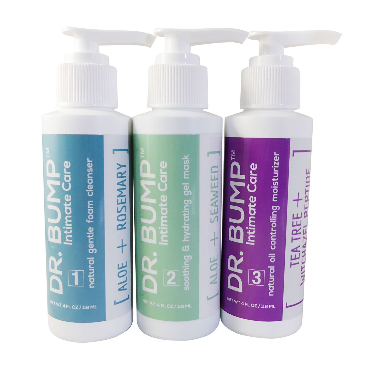 Dr. Bump 3 Step Natural Post Waxing Intimate/Facial Treatment Kit 3 X 4 fl oz | 118 ml