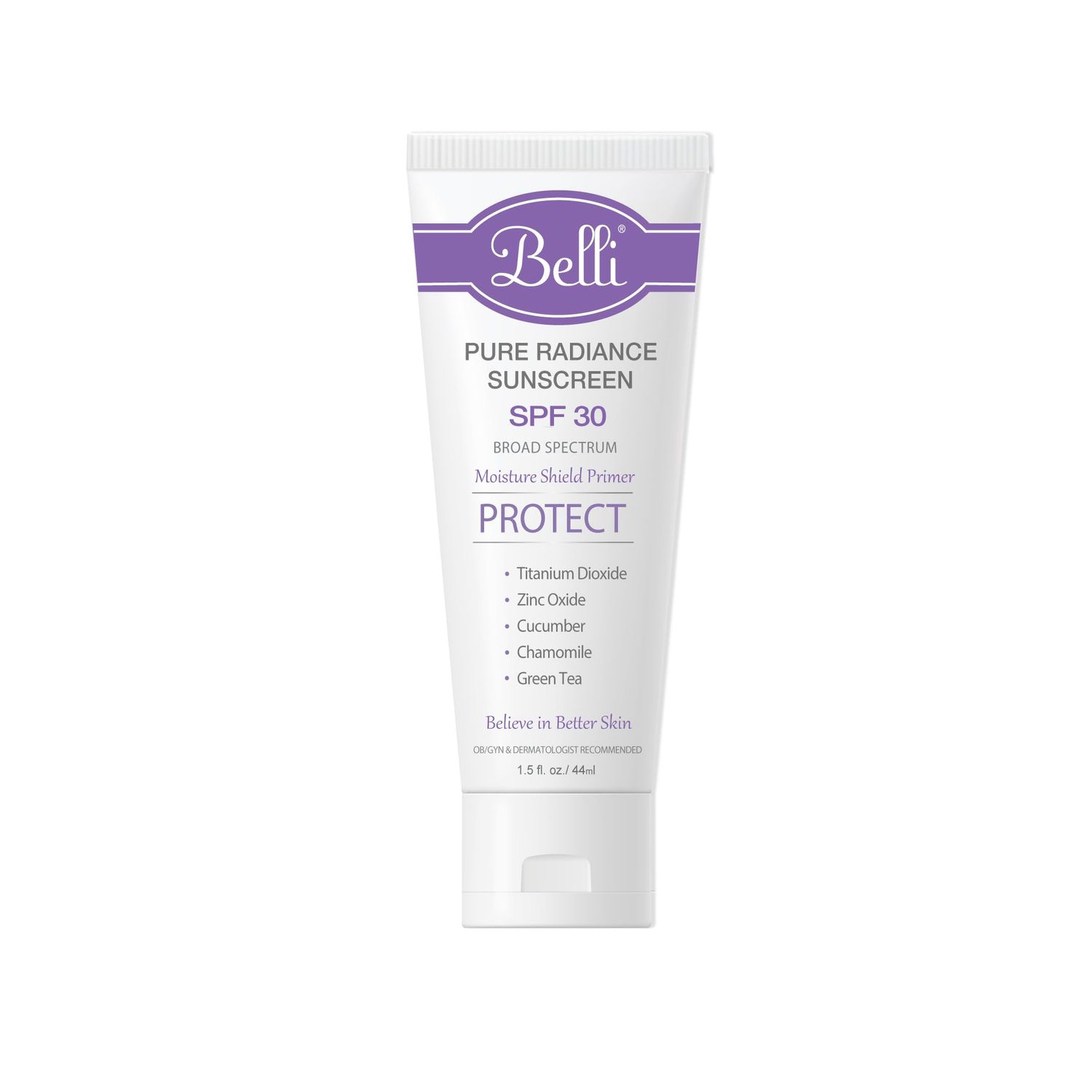 Belli Skincare Pure Radiance Sunscreen SPF 30 for Face &amp; Body, Moisture Shield Primer, Mineral Sunscreen, Chemical &amp; Paraben Free, Pregnancy Safe, 1.5 oz
