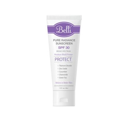 Belli Skincare Pure Radiance Sunscreen SPF 30 for Face &amp; Body, Moisture Shield Primer, Mineral Sunscreen, Chemical &amp; Paraben Free, Pregnancy Safe, 1.5 oz