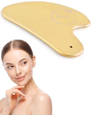 GUASHAPE Stainless Steel Gua Sha Facial Tools | Guasha Tool for Face Sculpting, Shaping, Reduce Puffiness, Tension Relief | Metal Gua Sha Body Tool | Gold