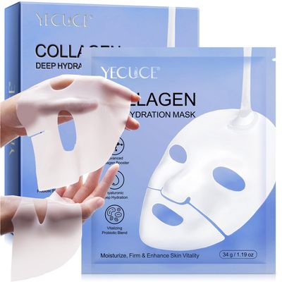 Collagen Face Mask 6PACK, Deep Hydrating Face Collagen Mask Overnnight, Collagen Face Mask for Women Skincare, Elasticity, Firming, Moisturizing, Suitable for All Skin Types, Christmas Gift for Women