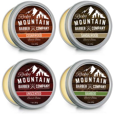 Beard Balm Variety Pack - 4 Natural Samples (1 oz each) with Argan Oil, Shea Butter, Coconut Oil &amp; Jojoba Oil - Rich in Vitamins &amp; Minerals