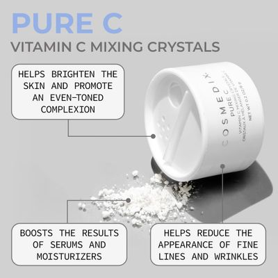 COSMEDIX Pure C Vitamin C Mixing Crystals, Vitamin C Powder for Face - Brightening Facial Skin Care Products for Wrinkles &amp; Fine Lines - Ultra Fine Mixing Face Powder for Moisturizers &amp; Serums