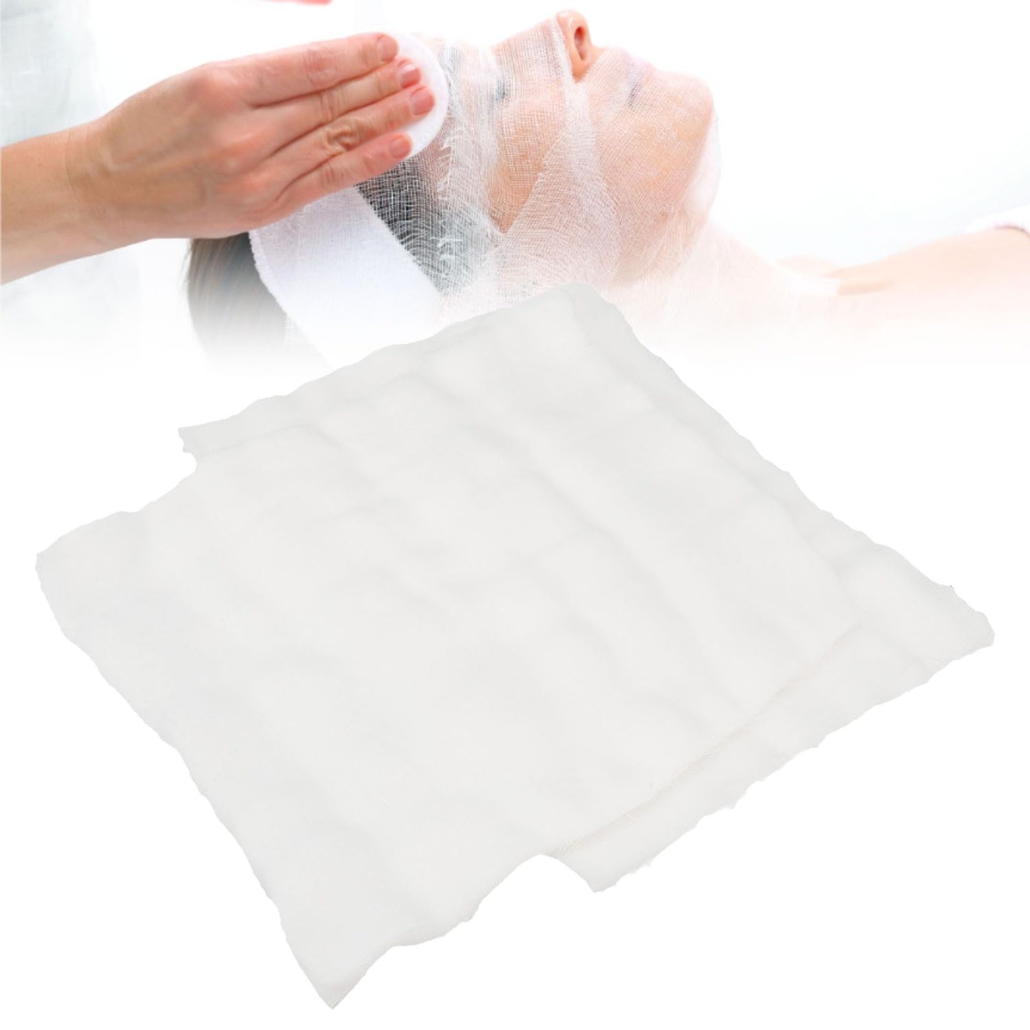 100pcs Facial Gauze Mask, Disposable Facial Mask, Gauze Face Mask Disposable Pre Cut Cotton Soft Facial Mask for Skin Face Care for Spas Beauty Salons