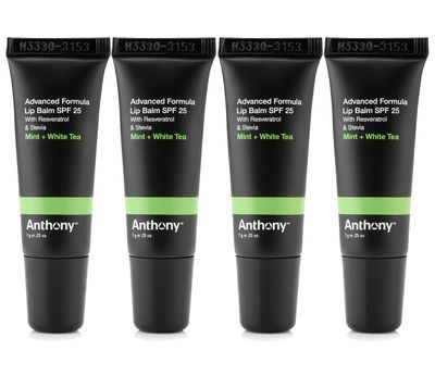 Anthony 25 SPF Lip Balm with Sunscreen for Lips - Contains Green Tea Extract, Shea Butter &amp; Vitamin E - Moisturizing Repair Care Treatment for Chapped &amp; Dry Lips 4-Pack