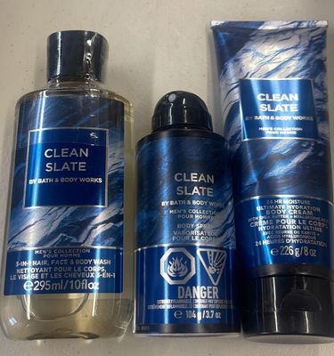 B Body Works Clean Slate - For Men - 3 pc Bundle, Full Size