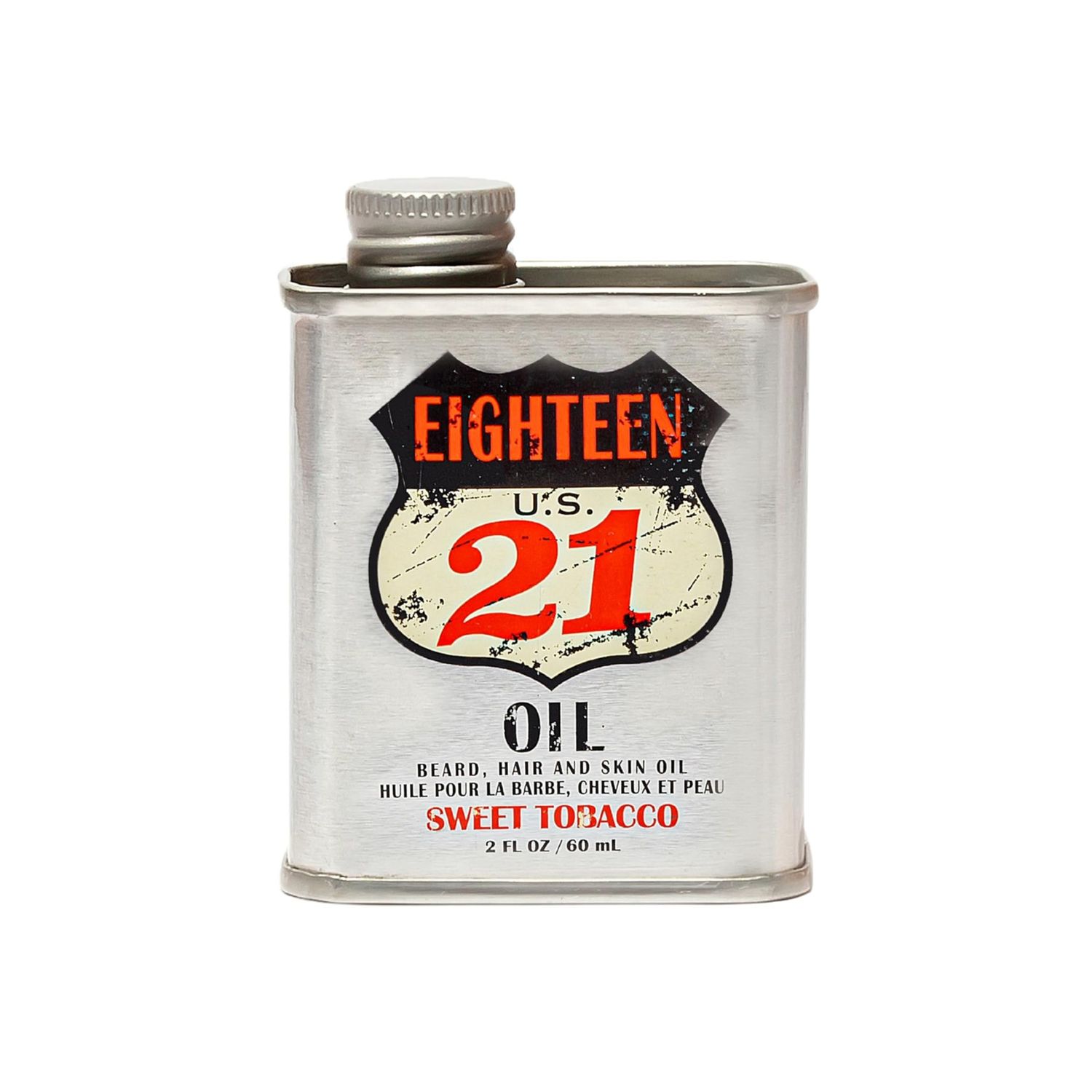 18.21 Man Made Hair, Skin &amp; Beard Oil for Men Sweet Tobacco Scent - Non-Greasy, Conditioning Balm with Castor Seed, Jojoba, and Argan Oils - Premium Tattoo and Mustache Care Products 2oz