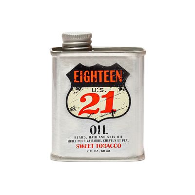 18.21 Man Made Hair, Skin &amp; Beard Oil for Men Sweet Tobacco Scent - Non-Greasy, Conditioning Balm with Castor Seed, Jojoba, and Argan Oils - Premium Tattoo and Mustache Care Products 2oz