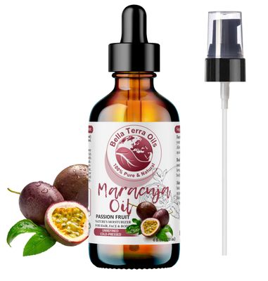 Bella Terra Oils - Maracuja Seed Oil 4oz - Dive into The Passion Fruit&#39;s Nutritional Profile, Enriched with Vitamin A &amp; Essential Fatty Acids, for Natural Skin Nourishment
