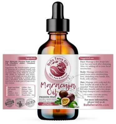 Bella Terra Oils - Maracuja Seed Oil 4oz - Dive into The Passion Fruit's Nutritional Profile, Enriched with Vitamin A & Essential Fatty Acids, for Natural Skin Nourishment