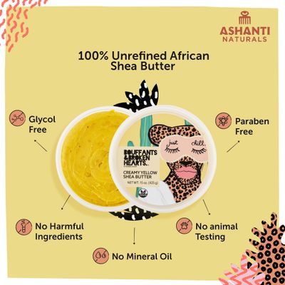 Ashanti Naturals Creamy Yellow Shea Butter Body Butter | Grade A, 100% Natural African Raw Shea Butter for Dry Skin, Face and Hair (8oz)