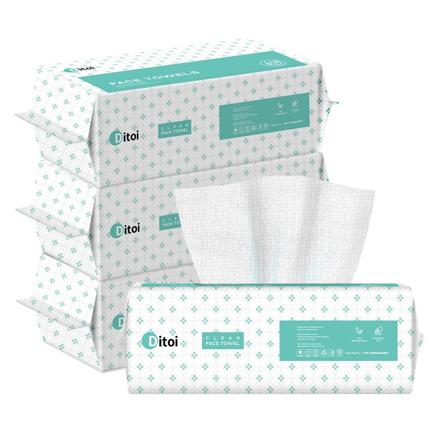 Ditoi Face Towels, Disposable Face Towel for Skin Care, Makeup Remover Dry Wipes, Thicker Face Towelettes for Cleansing, 7.8&quot;8.7&quot;