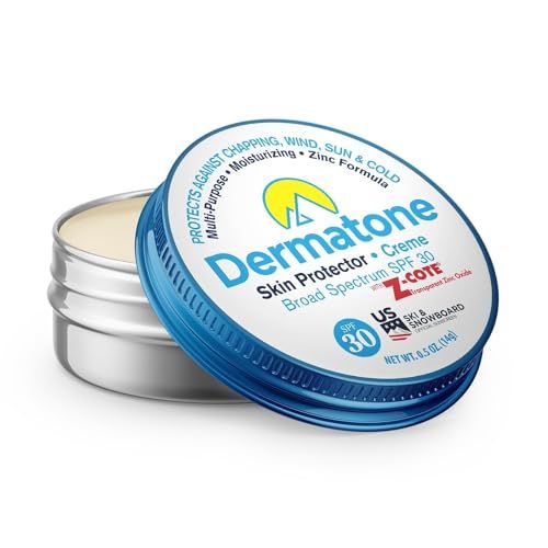 Dermatone Skin Protector w/Zinc | Stocking Stuffer Skin Balm for Face &amp; Lips | Barrier Cream for Sun, Wind &amp; Cold | SPF 30 Zinc Sunscreen | Moisturize Heal &amp; Repair Dry Skin, 0.5 oz
