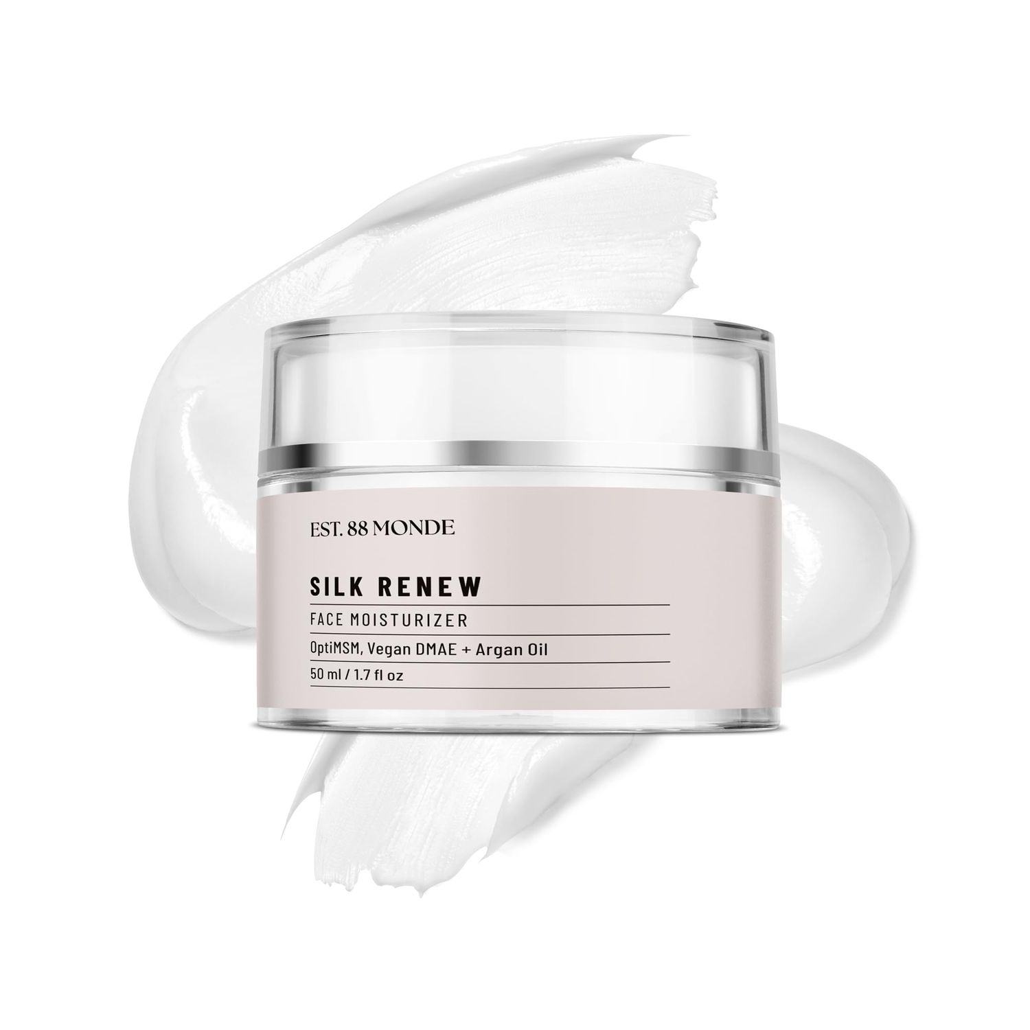 EST. 88 Monde Silk Renew Daily Face Moisturizer, 1.7 Fl. Oz, Hydrating Facial Moisturizer for Women with Argan Oil, Vegan DMAE, OptiMSM, Nourishes Tones &amp; Balances Mature Skin, Soothes All Skin Types