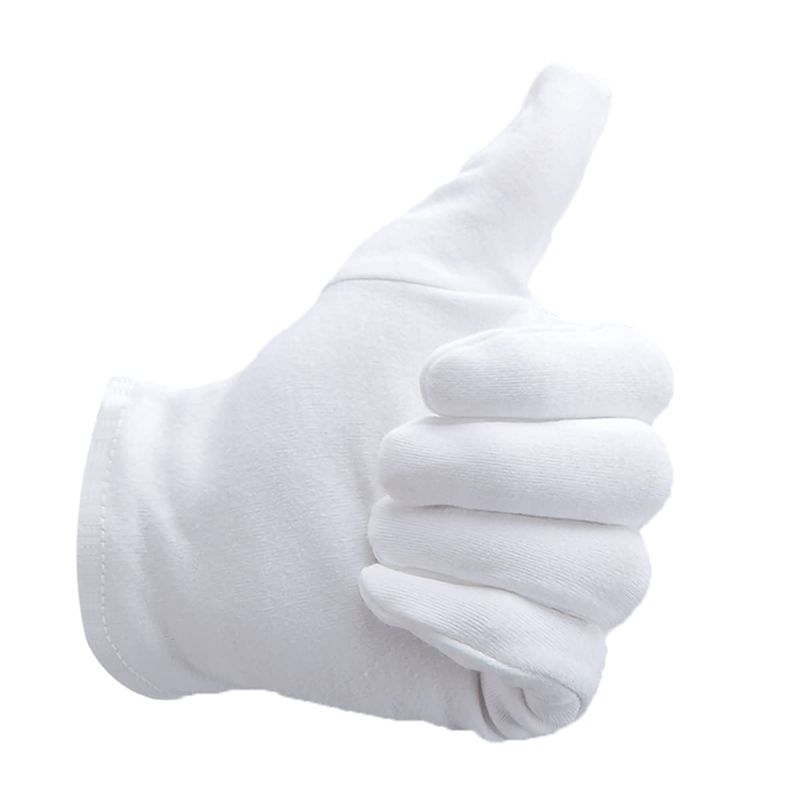 Alyan &amp; Jammsy White Gloves 100% Cotton Gloves for Dry Hands Women Men Sleeping Gloves Overnight Moisturizing Gloves Eczema Sensitive Skin Treatement (10 Pairs)