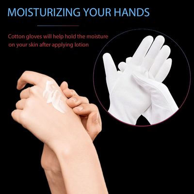 Alyan &amp; Jammsy White Gloves 100% Cotton Gloves for Dry Hands Women Men Sleeping Gloves Overnight Moisturizing Gloves Eczema Sensitive Skin Treatement (10 Pairs)