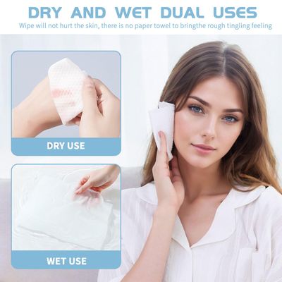 Cotton Facial Dry Wipes 100 Count, Deeply Cleansing Disposable Face Towel Wash Cloth, Multi-Purpose for Skin Care, Make-up Wipes, Face Wipes and Facial Cleansing